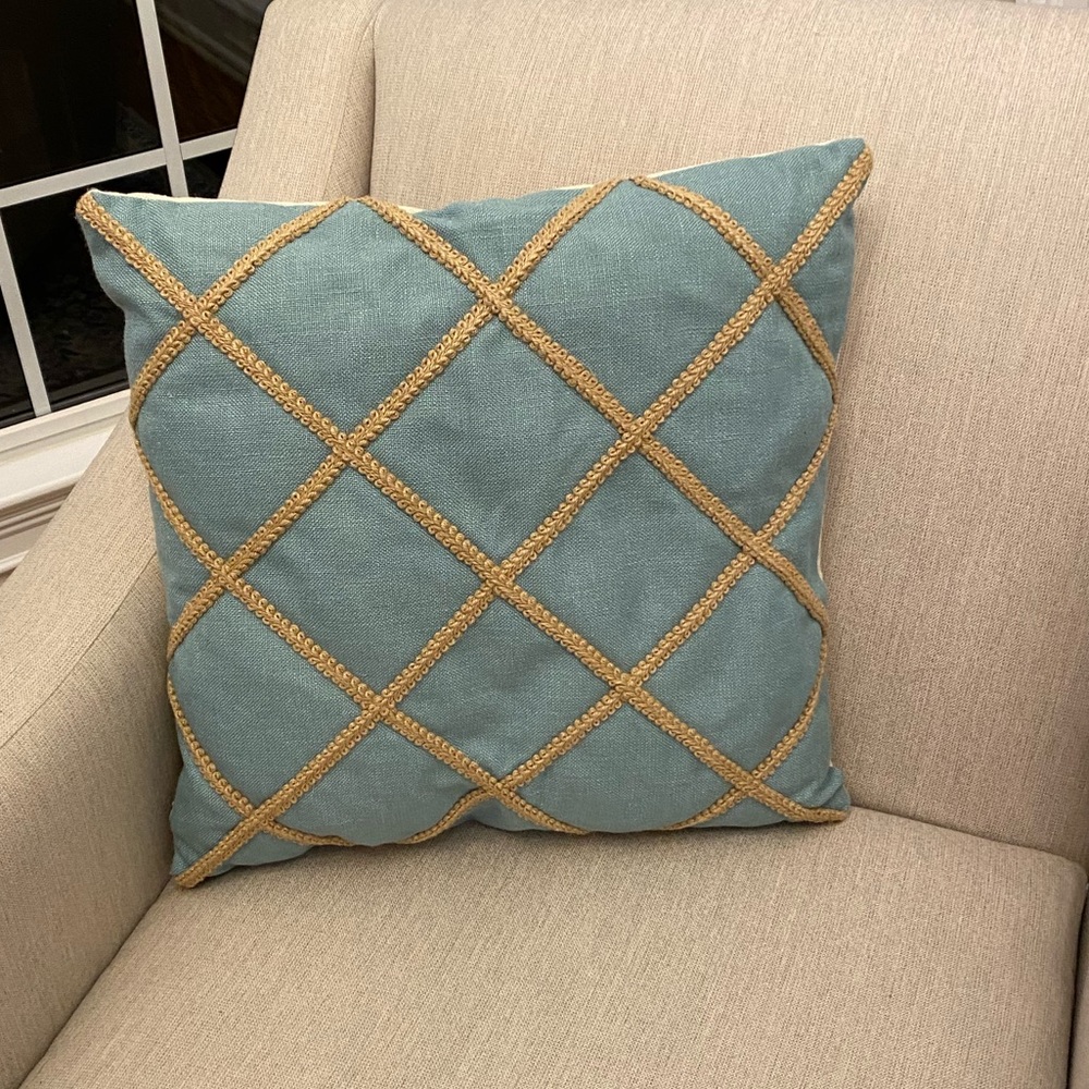 Turquoise Linen Pillow